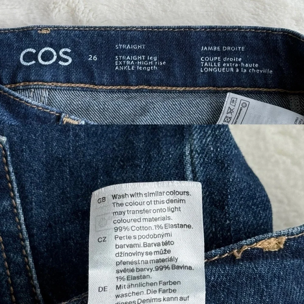 COS Straight Leg High Rise Blue Ankle Jeans 26 x 27